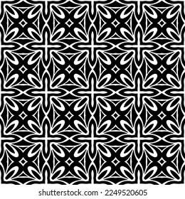 Seamless pattern of black shapes on white background.