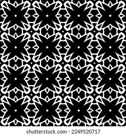 Seamless pattern of black shapes on white background.