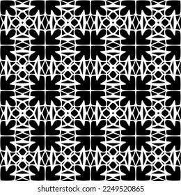 Seamless pattern of black shapes on white background.