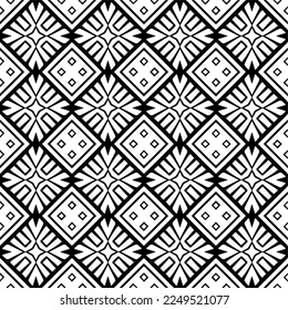 Seamless pattern of black shapes on white background.