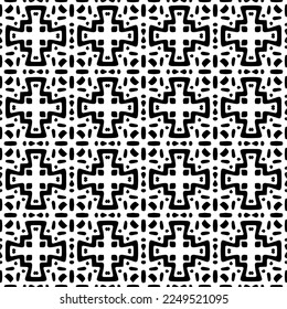 Seamless pattern of black shapes on white background.