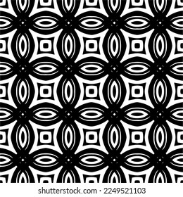 Seamless pattern of black shapes on white background.
