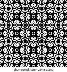Seamless pattern of black shapes on white background.