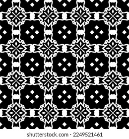 Seamless pattern of black shapes on white background.