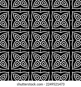 Seamless pattern of black shapes on white background.