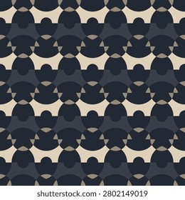 Seamless pattern of black shapes on beige