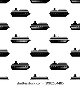 Seamless pattern with the black ship. Vector illustration