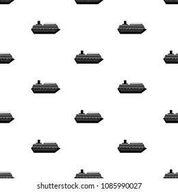 Seamless pattern with the black ship. Vector illustration