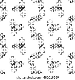 Seamless pattern - black signs on white background