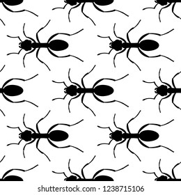Seamless pattern of the black silhouette ants