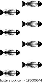 Patrón sin foco, silueta negra de esqueletos de peces. Antecedentes.