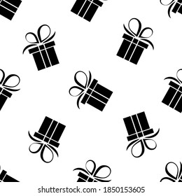  seamless pattern black silhouette gift box