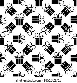  caja de regalo de silueta negra sin inconvenientes. Ilustración plana del vector