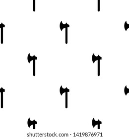 Seamless pattern with black silhouette icon of axe on white background. Medieval weapon sign. Vector illustration for design, web, wrapping paper, fabric, wallpaper.