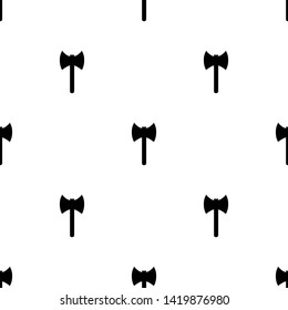 Seamless pattern with black silhouette icon of axe on white background. Medieval weapon sign. Vector illustration for design, web, wrapping paper, fabric, wallpaper.