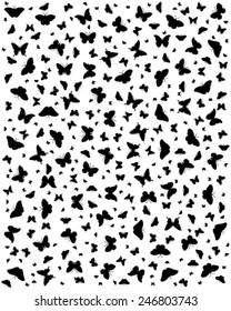 Seamless pattern with black silhouettes of butterflies 2, vector