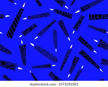 Patrón sin foco con siluetas negras de velas con fuego blanco.  Hanukkah y diseño de vacaciones de Año Nuevo para papeles pintados, tarjetas de felicitación y pancartas. Ilustración del vector