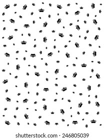 Seamless pattern with black silhouettes of crown, vector