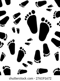 Seamless Pattern Black Silhouettes Footprints Baby Stock Vector ...