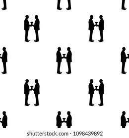 Seamless pattern with black silhouettes of grooms. Same-sex marriage. Vector illustration