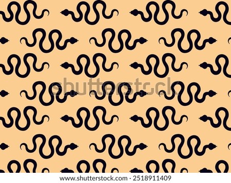 Seamless pattern black silhouettes of snakes. Vector illustration.