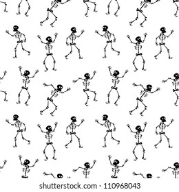 Seamless pattern of black skeletons. Vector illustration.