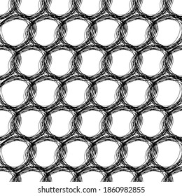 Patrón sin brillo con forma de elipse de lápiz dibujado a mano en un bosquejo negro sobre fondo blanco. Textura de grueso abstracto. Ilustración del vector