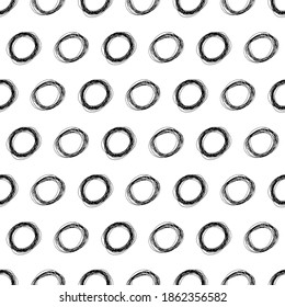 Patrón sin brillo con forma de elipse de lápiz dibujado a mano en un bosquejo negro sobre fondo blanco. Textura de grueso abstracto. Ilustración del vector