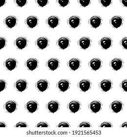Seamless pattern with black sketch hand drawn pencil scribble circles shape on white background. Abstract grunge texture. Vector illustration