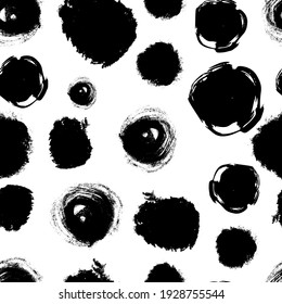 Seamless pattern with black sketch hand drawn pencil scribble circles shape on white background. Abstract grunge texture. Vector illustration