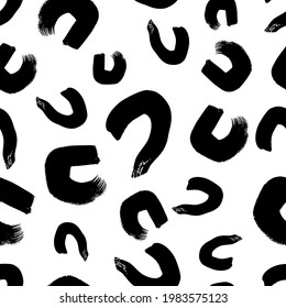 Seamless pattern with black sketch hand drawn brush scribble circles shape on white background. Abstract grunge texture. Vector illustration