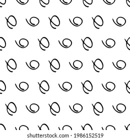 Nahtloses Muster mit schwarzer Skizze, handgezeichnet, rund gezackt auf weißem Hintergrund. Abstrakte Grunge-Textur. Vektorgrafik