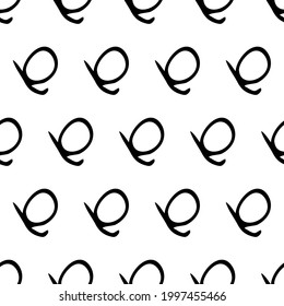 Seamless pattern with black sketch hand drawn round squiggle  shape on white background. Abstract grunge texture. Vector illustration