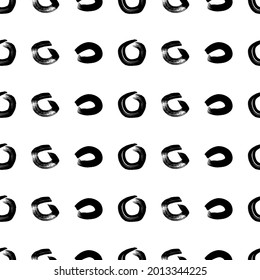 Patrón sin inconvenientes con el boceto negro dibujado a mano forma círculos de garrapatas sobre fondo blanco. Textura de grueso abstracto. Ilustración del vector
