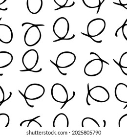 Patrón sin inconvenientes con el boceto negro dibujado a mano forma círculos de garrapatas sobre fondo blanco. Textura de grueso abstracto. Ilustración del vector