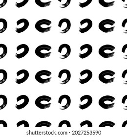 Patrón sin inconvenientes con el boceto negro dibujado a mano forma círculos de garrapatas sobre fondo blanco. Textura de grueso abstracto. Ilustración del vector