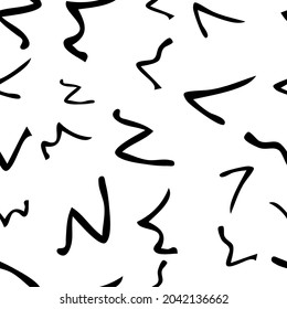 Patrón sin brillo con forma de broche dibujado a mano sobre fondo blanco. Textura de grueso abstracto. Ilustración del vector