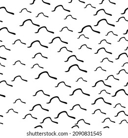 Seamless pattern with black sketch hand drawn squiggle  shape on white background. Abstract grunge texture. Vector illustration