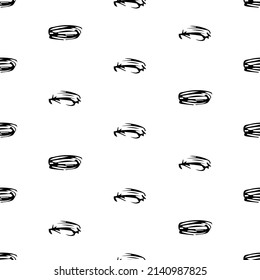 Seamless pattern with black sketch hand drawn brush scribble oval shape on white background. Abstract grunge texture. Vector illustration