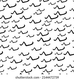 Seamless pattern with black sketch hand drawn squiggle  shape on white background. Abstract grunge texture. Vector illustration