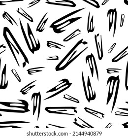 Seamless pattern with black sketch hand drawn squiggle  shape on white background. Abstract grunge texture. Vector illustration