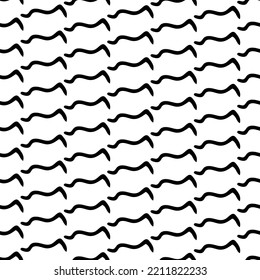 Seamless Pattern With Black Sketch Hand Drawn Squiggle  Shape On White Background. Abstract Grunge Texture. Vector Illustration