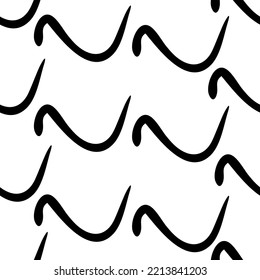 Seamless Pattern With Black Sketch Hand Drawn Squiggle  Shape On White Background. Abstract Grunge Texture. Vector Illustration