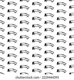 Seamless pattern with black sketch hand drawn squiggle  shape on white background. Abstract grunge texture. Vector illustration