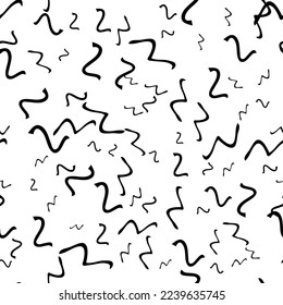 Seamless pattern with black sketch hand drawn squiggle  shape on white background. Abstract grunge texture. Vector illustration