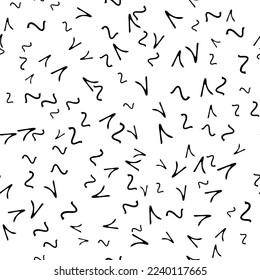 Nahtloses Muster mit handgezeichneter schwarzer Skizze auf weißem Hintergrund. Abstrakte Grunge-Textur. Vektorgrafik