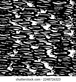 Patrón sin brillo con forma ovalada del pincel dibujado a mano en el bosquejo negro sobre fondo blanco. Textura de grueso abstracto. Ilustración del vector