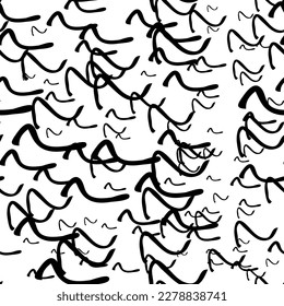 Nahtloses Muster mit handgezeichneter schwarzer Skizze auf weißem Hintergrund. Abstrakte Grunge-Textur. Vektorgrafik
