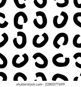 Patrón sin inconvenientes con el boceto negro dibujado a mano forma círculos de garrapatas sobre fondo blanco. Textura de grueso abstracto. Ilustración del vector