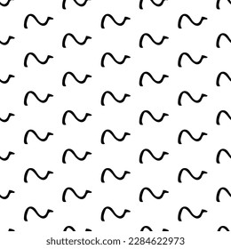 Seamless pattern with black sketch hand drawn squiggle  shape on white background. Abstract grunge texture. Vector illustration